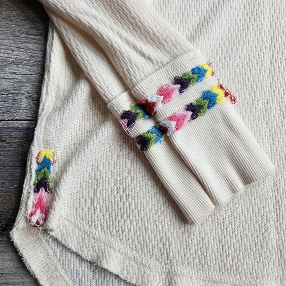 We The Free Rainbow Thermal Top Long Sleeve Scoop Neck Small - Picture 4 of 7